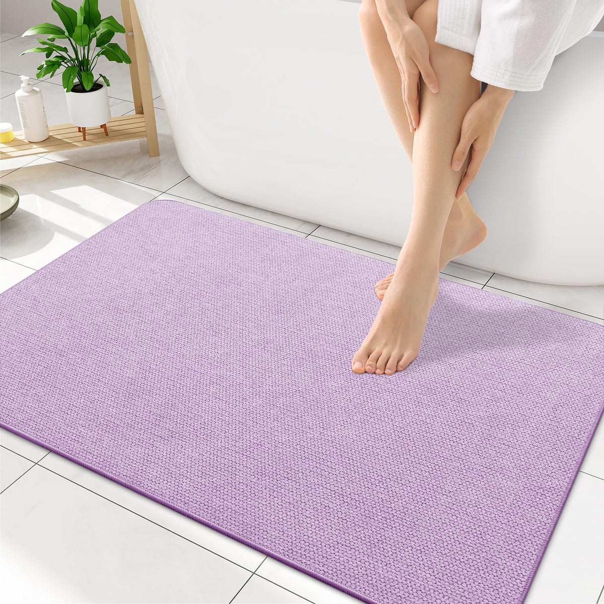 Smiry Ultra Thin Bath Mat 30X20, Non Slip Rubber Washable Bathroom Rugs