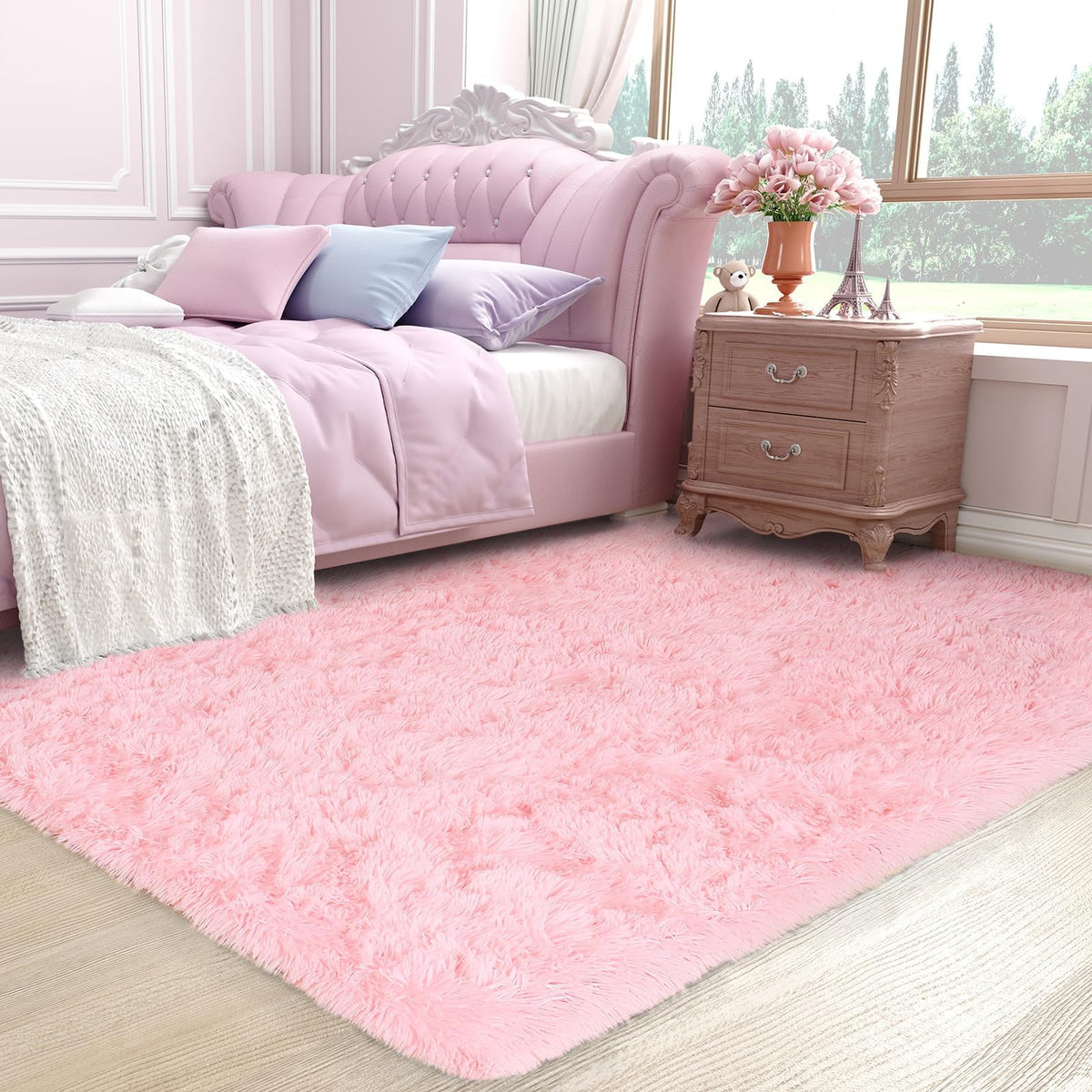 Ophanie Small Rug Upgrade Non Slip Throw Bedside Area Rugs, Fluffy Soft Grey Mini Bedroom Carpet, Affordable Door Entryway Indoor Inside Front Entrance Dog 2x3 Mat, Home Decor Aesthetic, Nursery