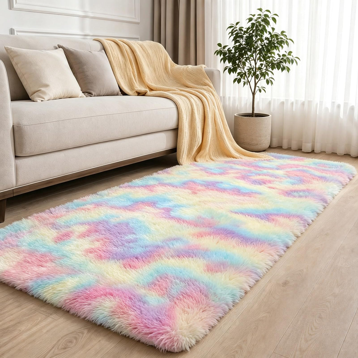 2x6 Dark Grey Fluffy Runner Rug for Hallway and Bedroom, Washable Soft Shaggy Carpet, Non-Slip Thick Shag Rug for Bedside and Living Room, Kids' and Girls' Nursery, Aesthetic Home Decor
