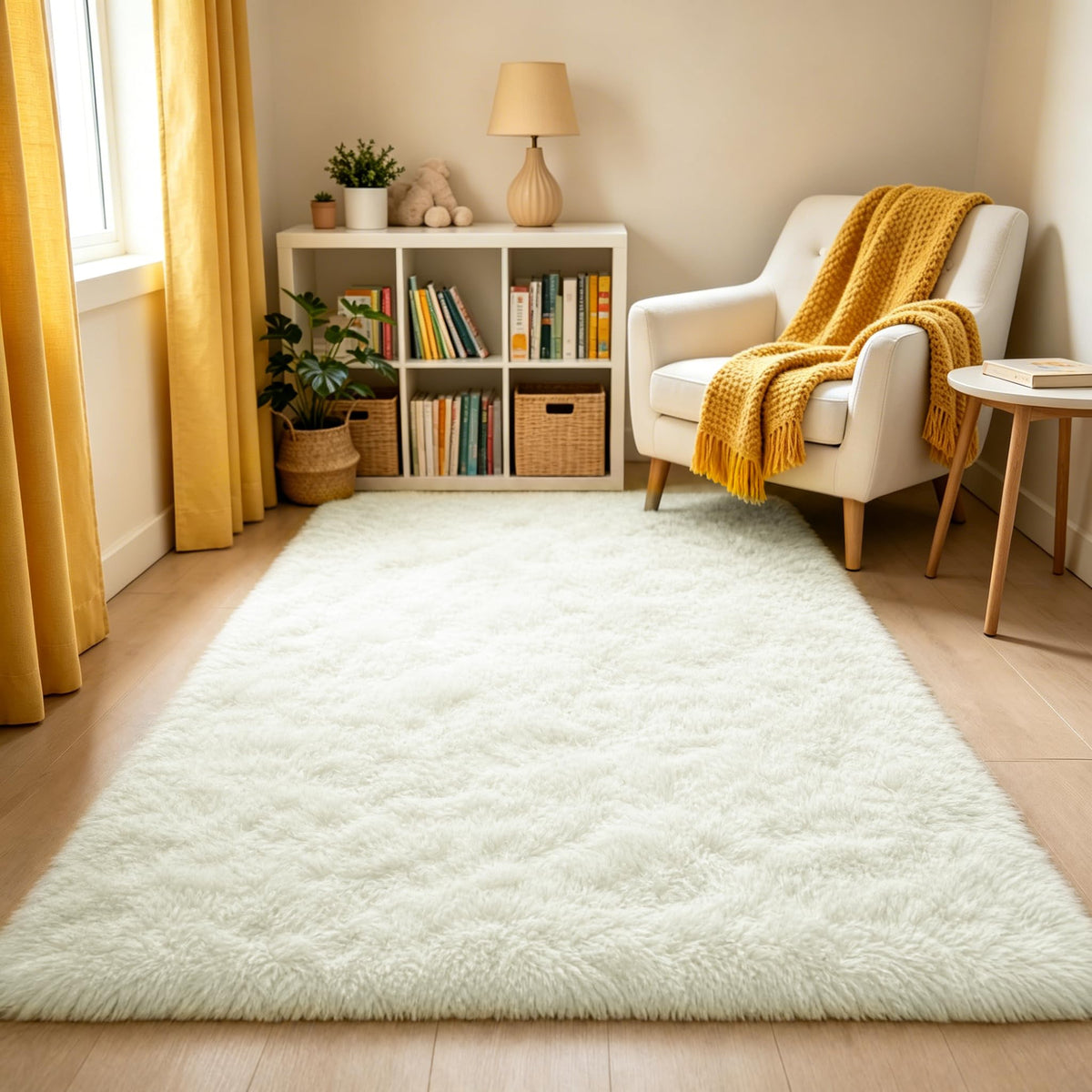 LOCHAS 2x3 Area Rugs Fluffy Living Room Carpets for Kids Bedroom, Brown