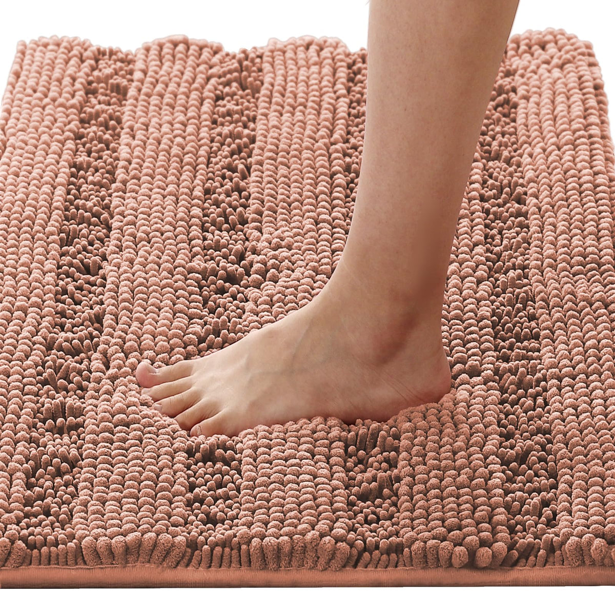 H.VERSAILTEX Bathroom Rugs Bath Rug Set 2 Piece Bathroom Contour Rug Toilet Mat Sets Non Slip Contour Bath Rug Ultra Thick Water Absorbent Striped Bath Mats Washable(47" x 17" Plus 20" x 20" U, Cream)