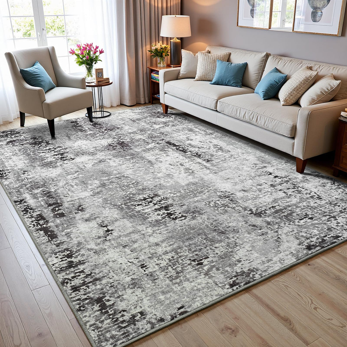 Pink Washable Runner Rug for Bedroom, Abstract Non-Slip Soft Entryway Rugs, Modern Low Pile Stain Resistant 2x6 Carpet for Entryway, Kitchen, Hallway, Bedside