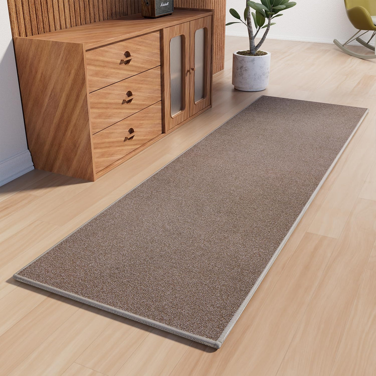 AREDO Runner Rug with Non Slip Rubber Backing 2*6 ft, Washable Soft Floor Carpet for Kitchen, Hallway, Entryway Indoor, Bedroom, Laundry, Low Pile Area Rugs, Solid color with Pointillism style, BLACK