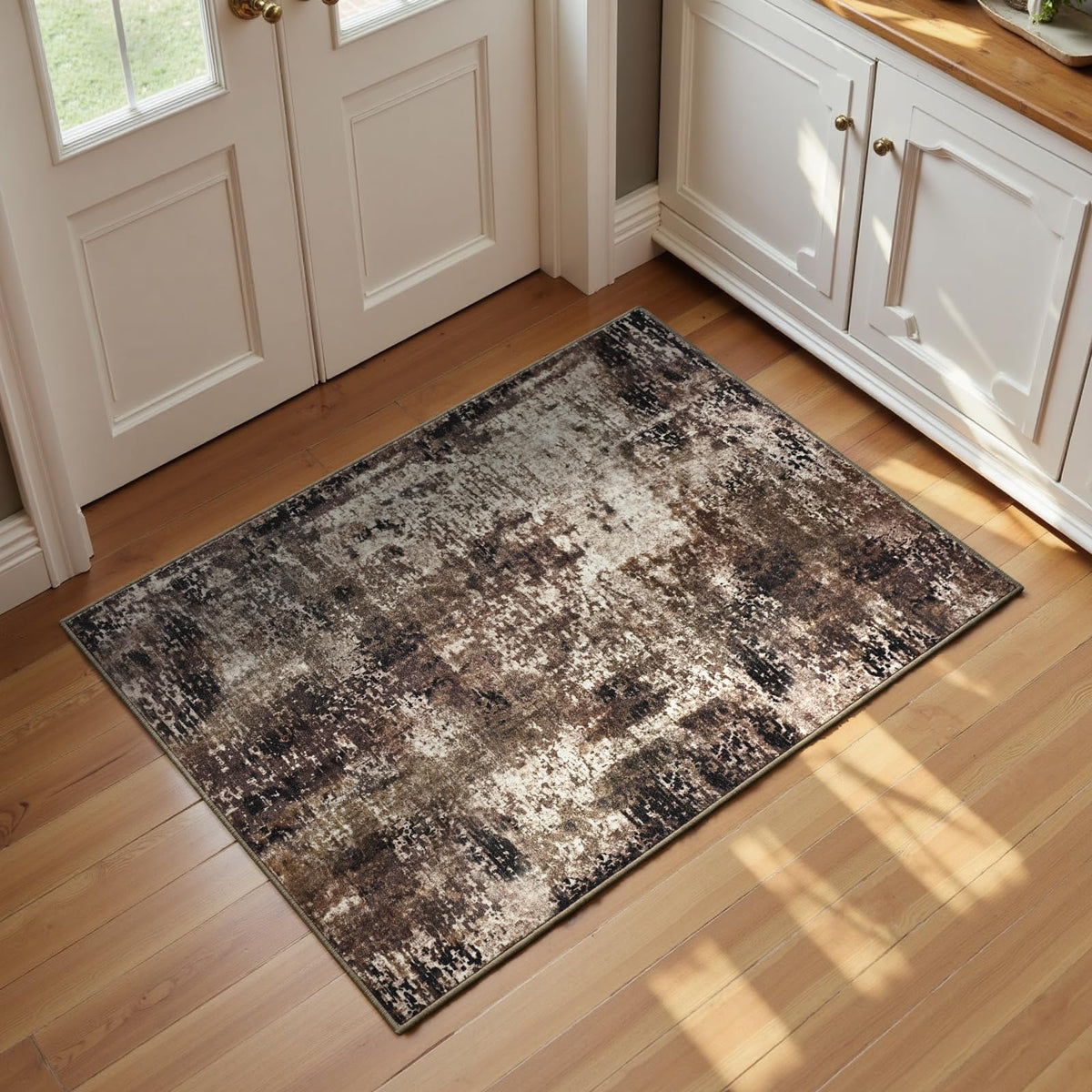 Ompaa 2x6 Rug Runners for Hallways Kitchen Runner Rug Non Slip Washable Grey Long Runner Rugs with Rubber Backing Soft Abstract Carpet Runner for Hallways, Kitchen, Bedroom, Bathroom, Entryway