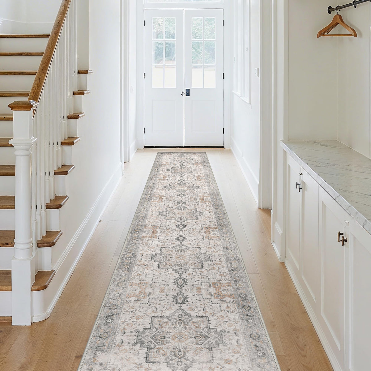 GENIMO 2x5 Washable Runner Rug Non Slip for Hallway, Light Taupe Brown