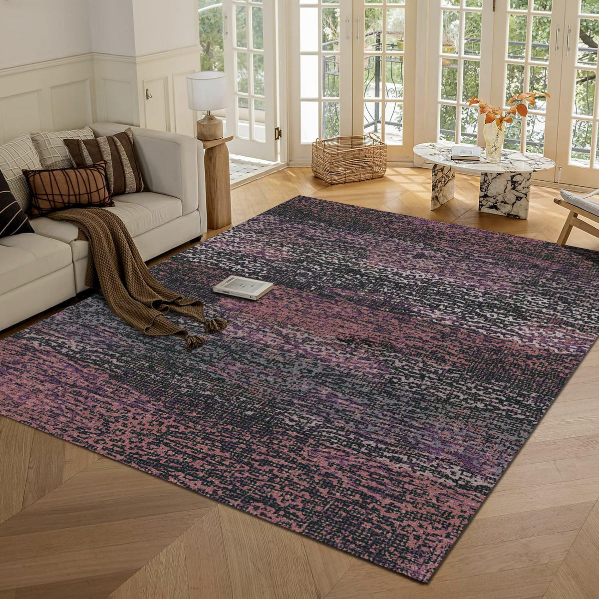 RUGSURE Washable Area Rugs - Perfect for Living Room, Bedroom, Kids Room, Nursery - Stain & Water Resistant Non-Slip, Pet & Child Friendly, Vintage Tribal Area Rugs (Green, 3' x 5 ')