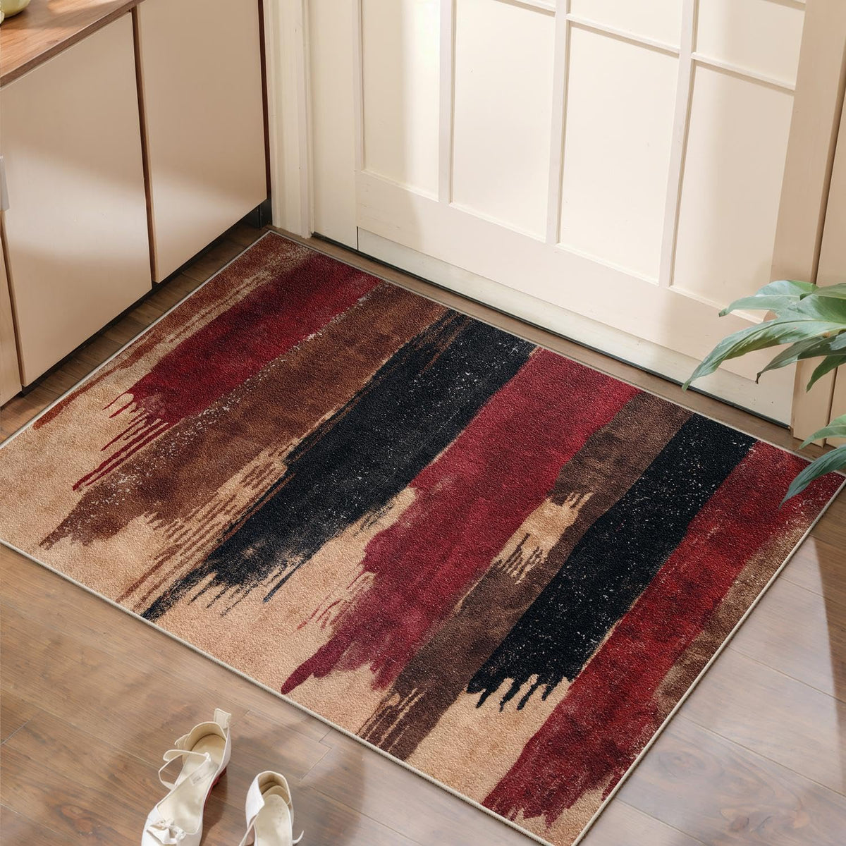 Ciicool Washable Area Rug 2x3 Entryway Rug, Modern Abstract Entry Mat Navy