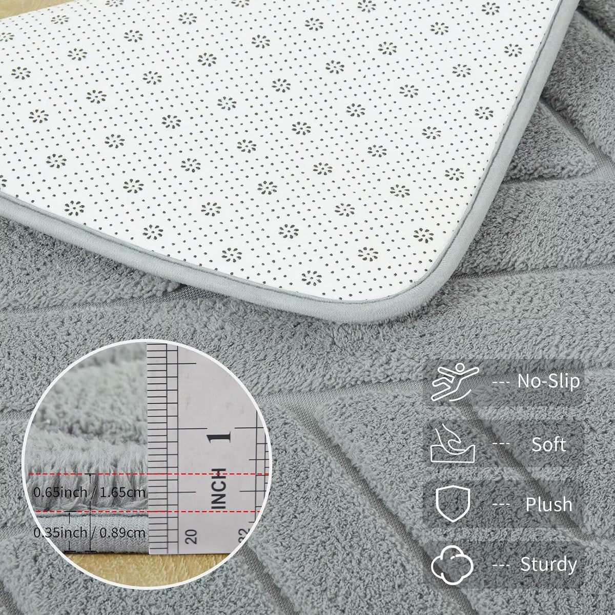 Grey Fluffy Area Rug for Bedroom, 3x5 Geometric Shag Rugs