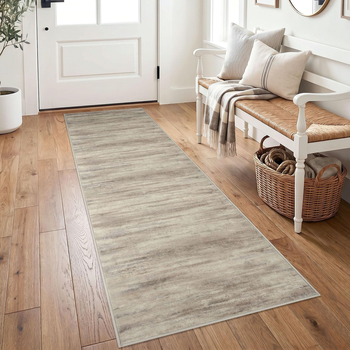 KOZYFLY Abstract Entryway Rug 2x3 Washable Door Mat Indoor Blue Beige