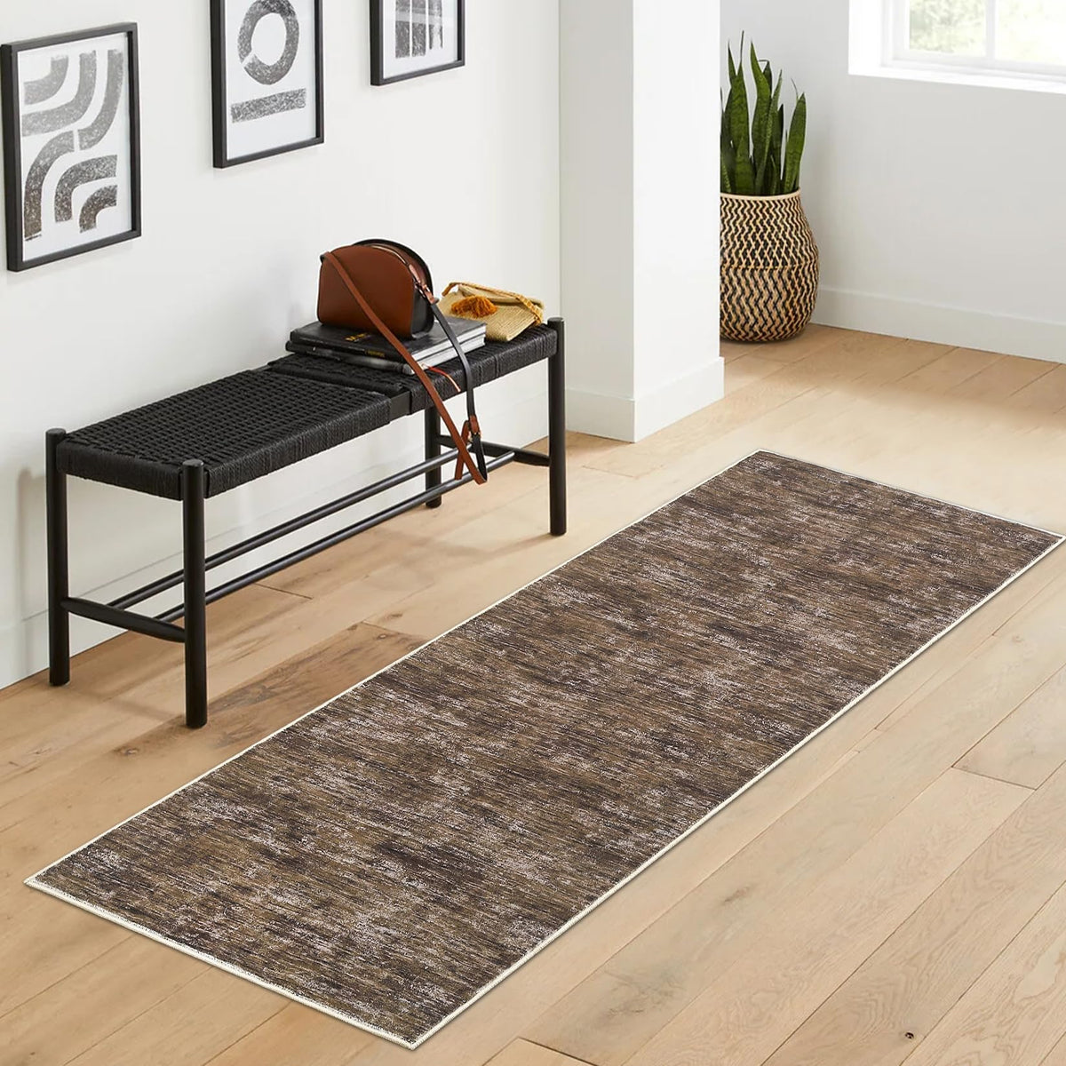 RUGSREAL Small Area Rug 2x3 Entryway Mat with Rubber Backing Stain Resistant Throw Carpet Modern Solid Color Bath Mat Contempowary Washable Rug for Living Room Bedroom Dining Room Kitchen, Beige 2x3