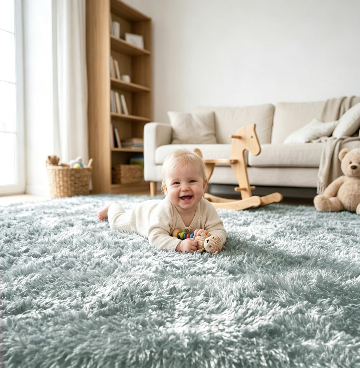 2x3 Area Rug for Bedroom Bedside, Soft Fluffy Plush Thick Rug for Living Room, Non-Slip Small Shag Rug, Non-Shedding High-Pile Indoor Floor Carpet for Kids Room Nursery Dorm Home Decor(Dark Gray)