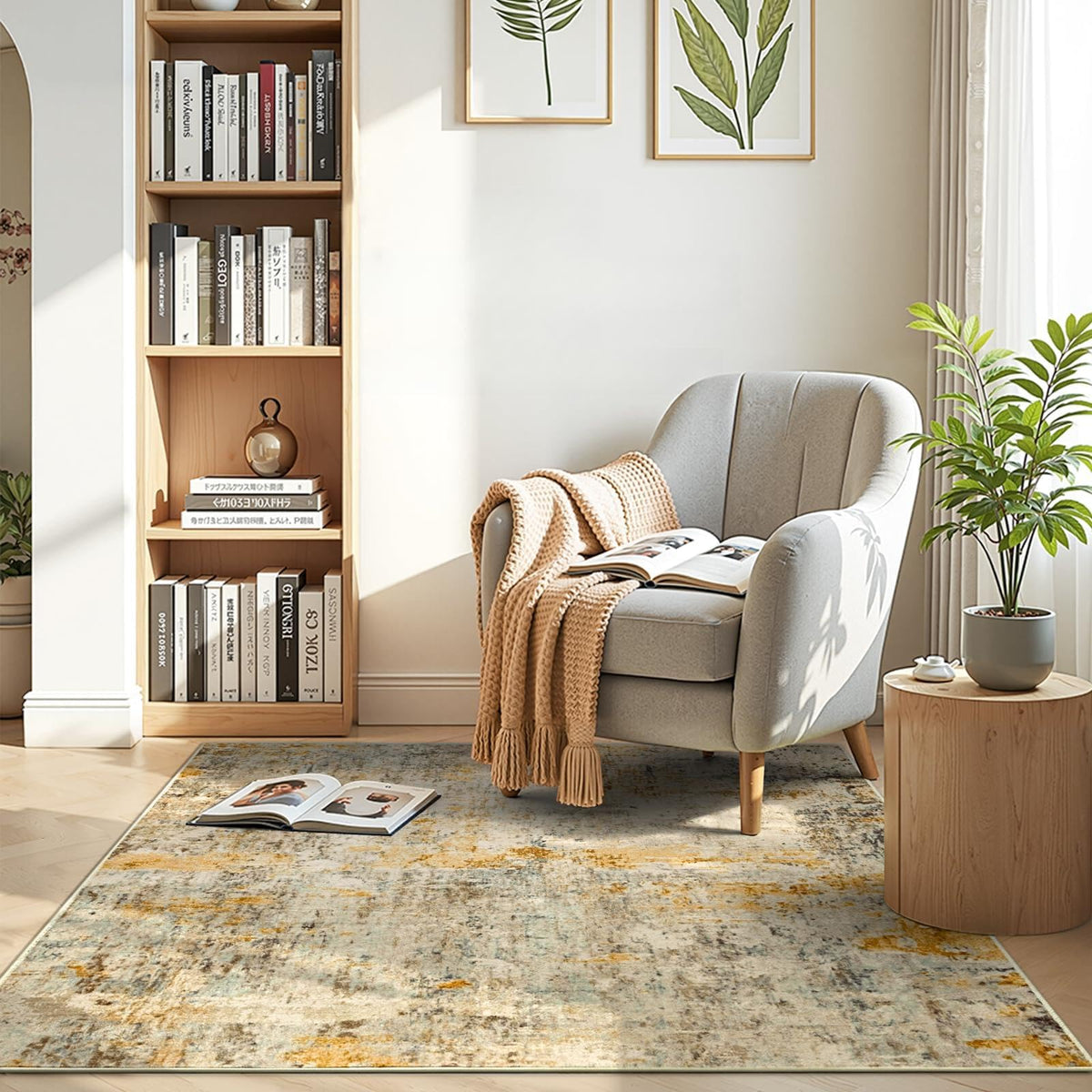 Ompaa 2x6 Rug Runners for Hallways Kitchen Runner Rug Non Slip Washable Grey Long Runner Rugs with Rubber Backing Soft Abstract Carpet Runner for Hallways, Kitchen, Bedroom, Bathroom, Entryway