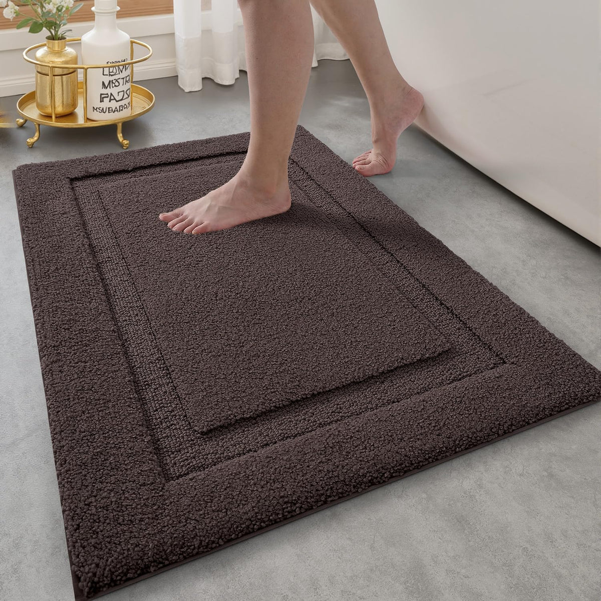 LUMI Ultra Soft Bathroom Rugs Absorbent, Non Slip Bath Mat 24x36, White
