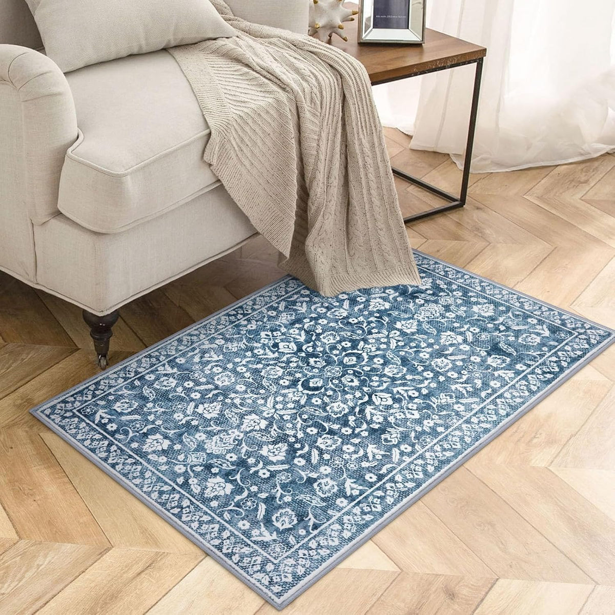 Vintage Washable Entryway Rug 2x3 Small Area Rug Non Slip Door Mat