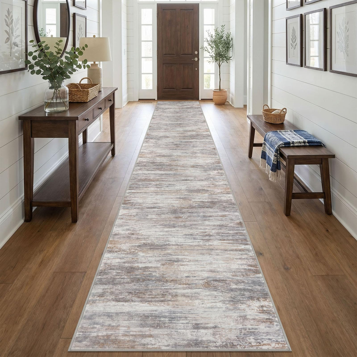 KOZYFLY Abstract Rugs for Entryway 2x3 Washable Small Area Rug Grey-Blue