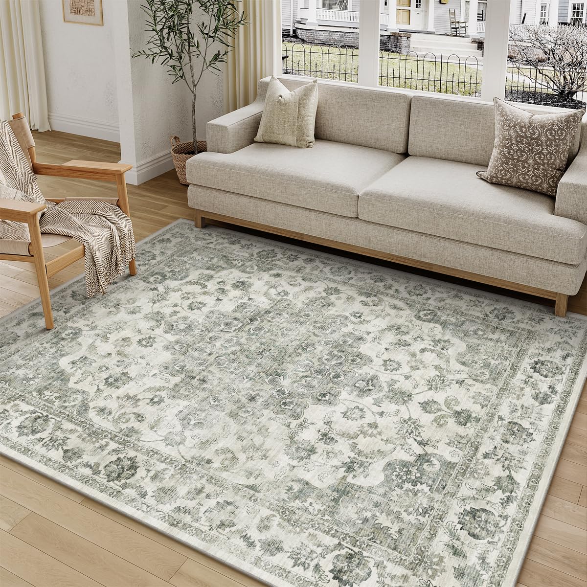 2x3 Beige Neutral Area Rug