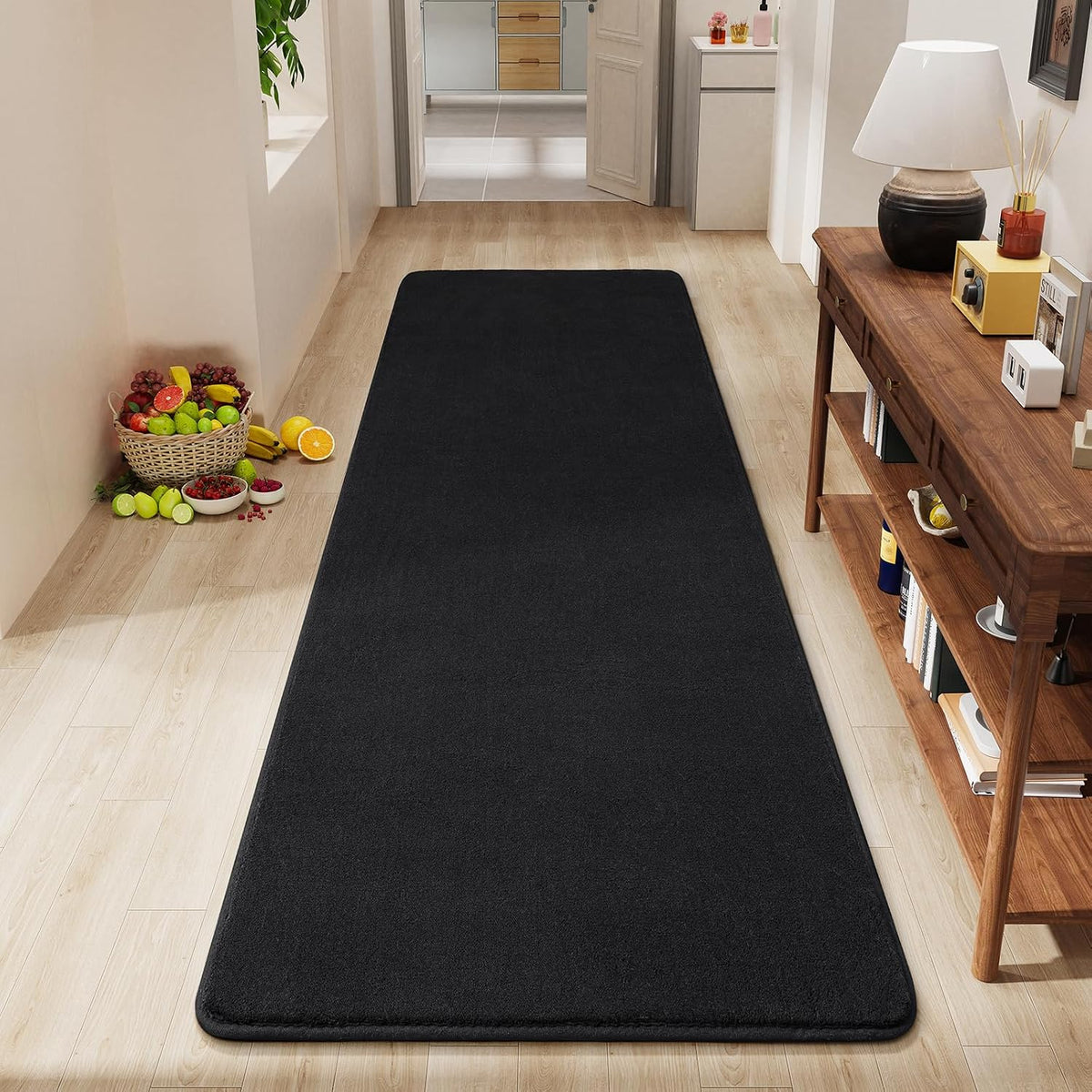 Amearea Modern Soft Hallway Runner Rug, 2x6 Feet Black Washable Runner Rugs
