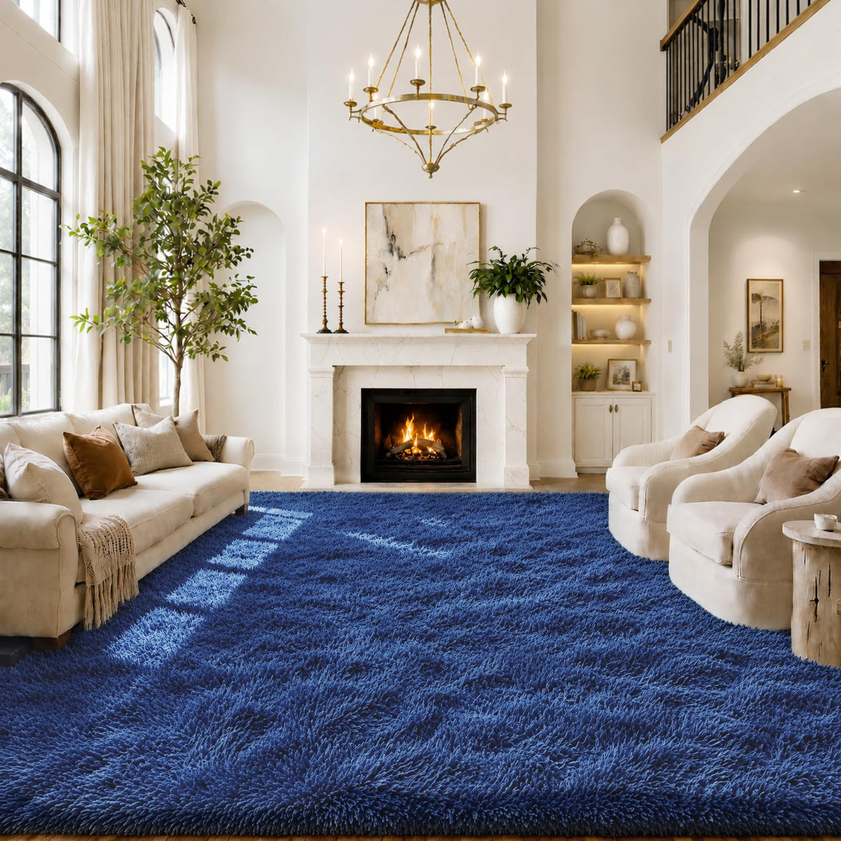 Small Shag Area Rug for Bedroom, 2x3 Cream Soft Plush Carpet