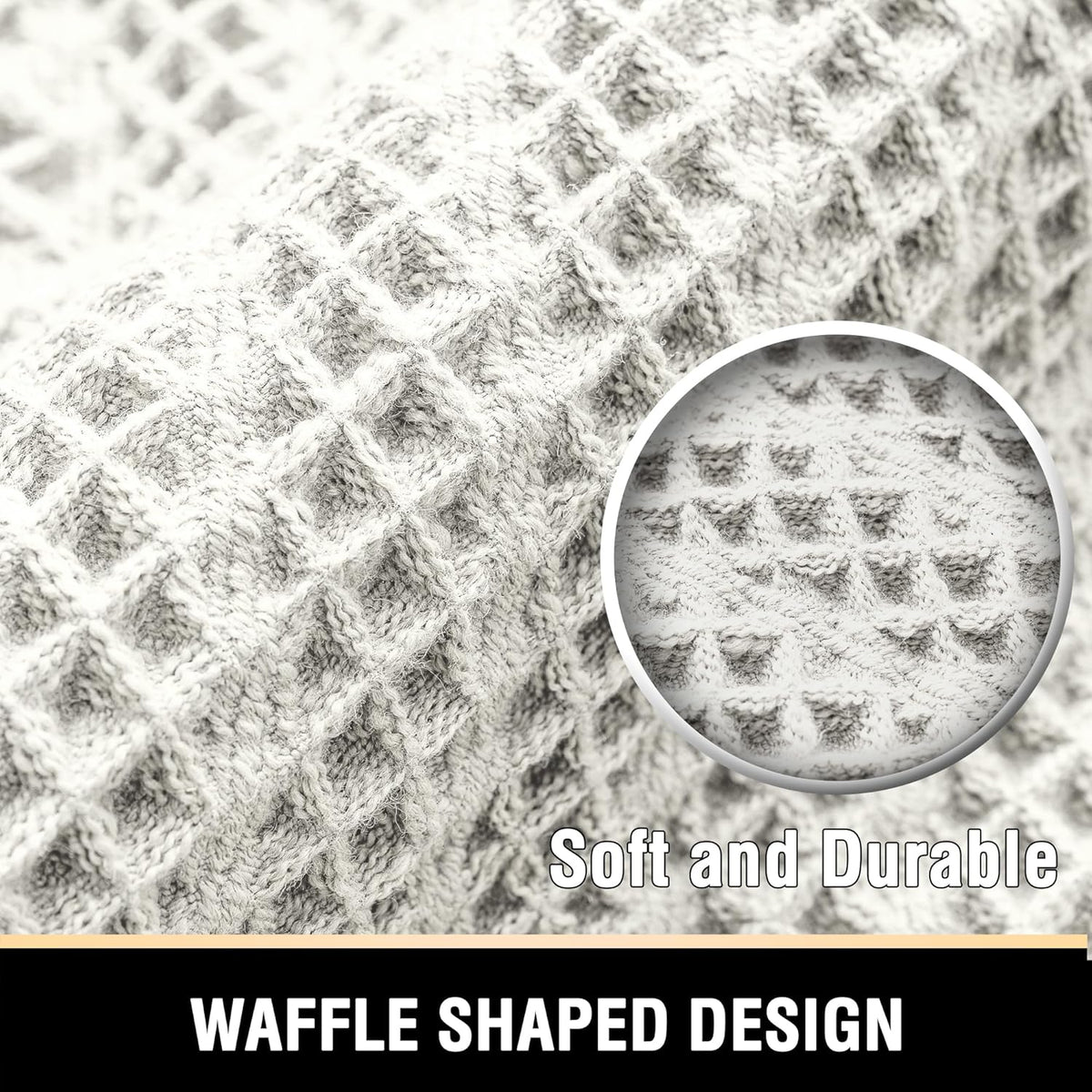 H.VERSAILTEX Waffle Bath Mat Super Absorbent Boho Bath Mat Non Slip Bath Rugs for Bathroom Floor Machine Washable Dry Fast Bathroom Rugs with Tassels, 24" x 36", Ivory White