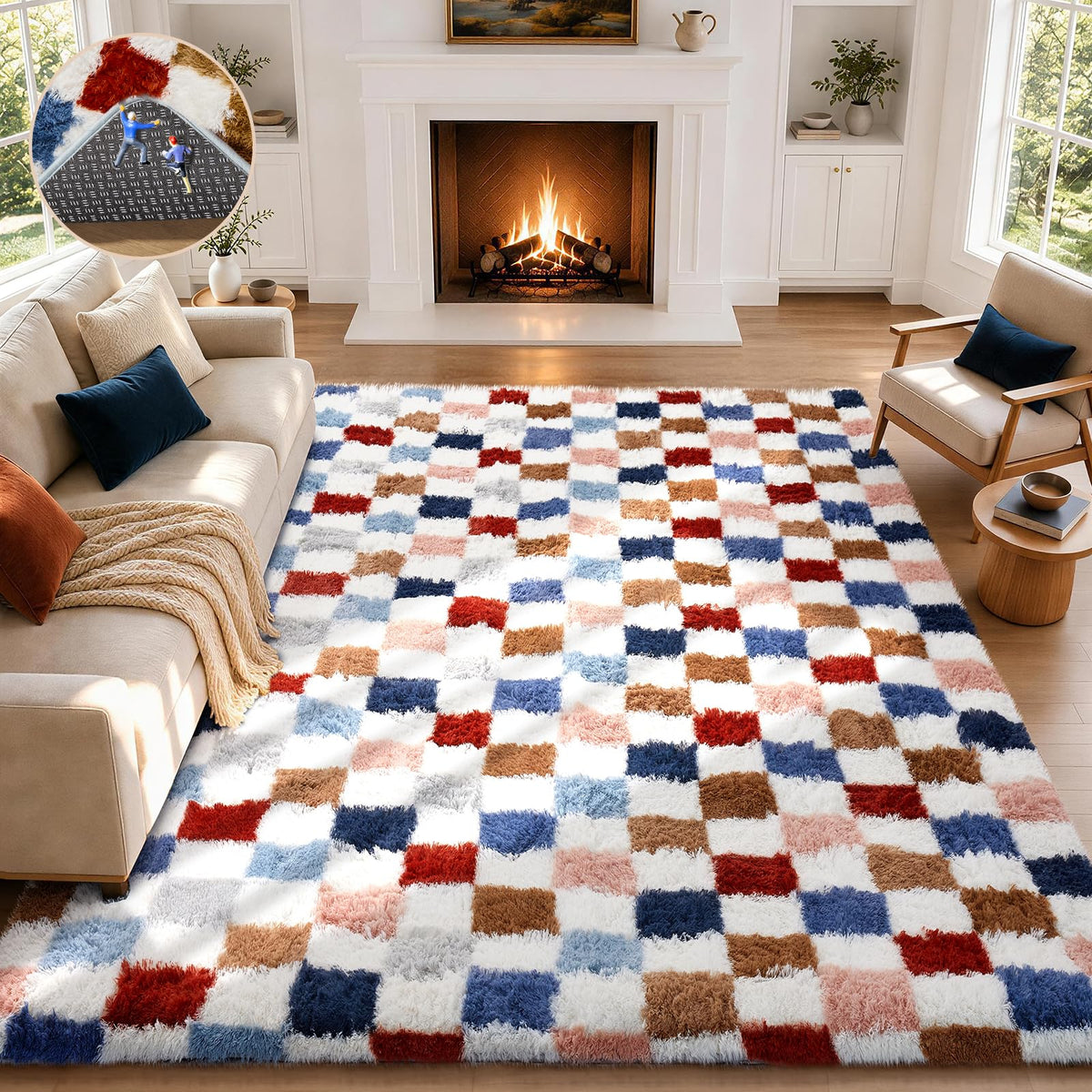 Ophanie 2x6 Washable Runner Rug for Hallway,Non-Slip Fluffy Soft Bedside Rugs, Bedroom Living Room Grey Shaggy Gray Carpet for Kids Girls Boys Dorm Nursery Home Decor Aesthetic