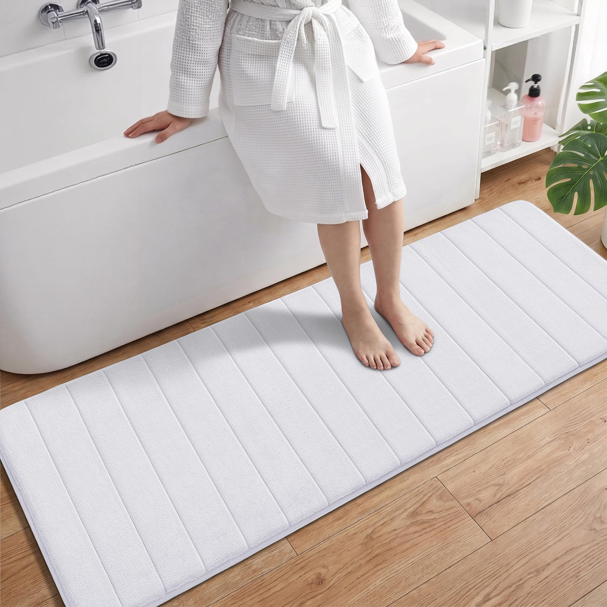 Yimobra Memory Foam Bath Mat, Super Soft & Absorbent Bathroom Rug, Grey