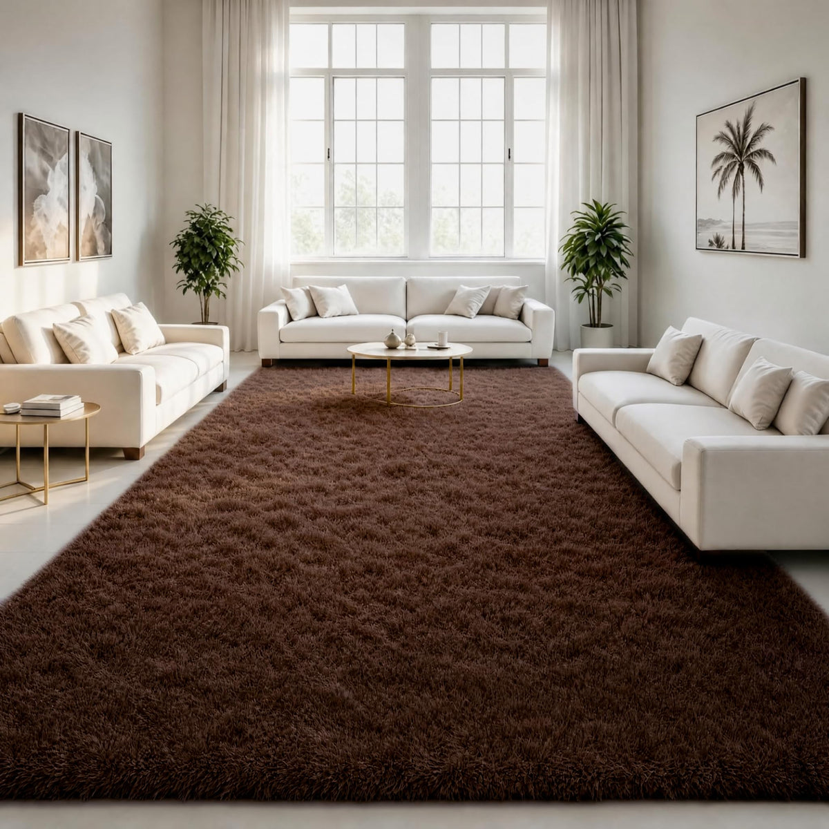 LOCHAS 2x3 Area Rugs Fluffy Living Room Carpets for Kids Bedroom, Brown