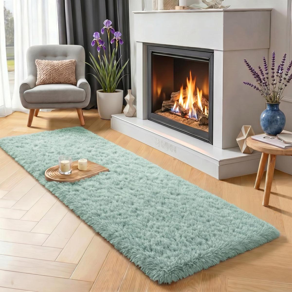 Super Soft Runner Rugs For Hallway 2x6 Ft,Grey Rug Home Decor Aesthetic