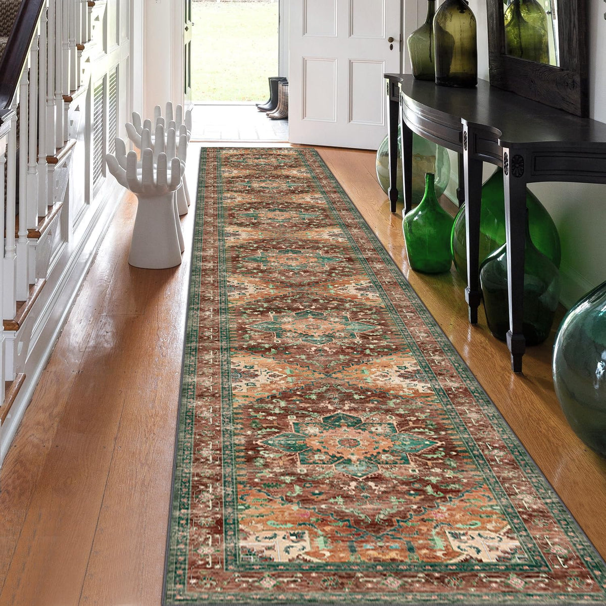 Yamaziot Washable Runner Rug, 2x8 Non-Slip Boho Vintage Hallway Kitchen Rug