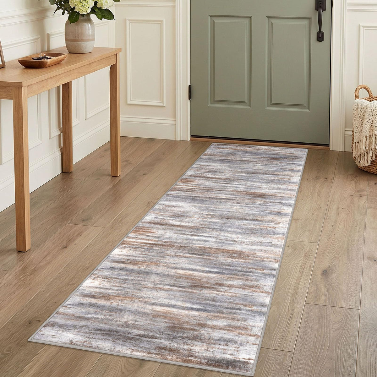 KOZYFLY Abstract Rugs for Entryway 2x3 Washable Small Area Rug Grey-Blue