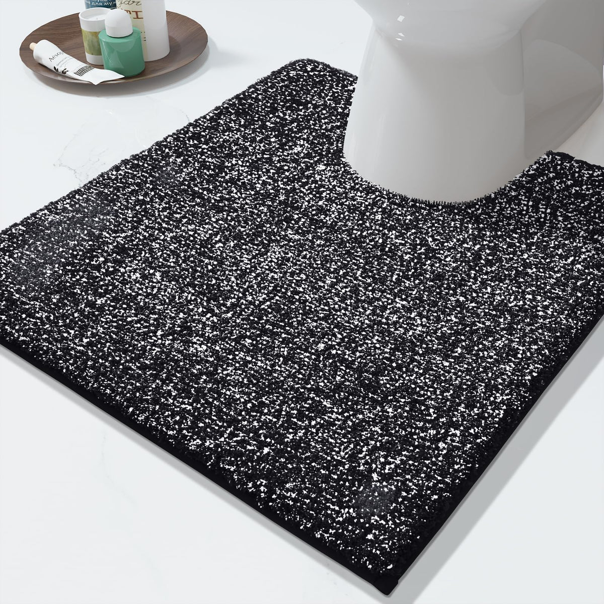 Yimobra Non Slip Machine Washable Bathroom Rug 24x17 Light Beige and White