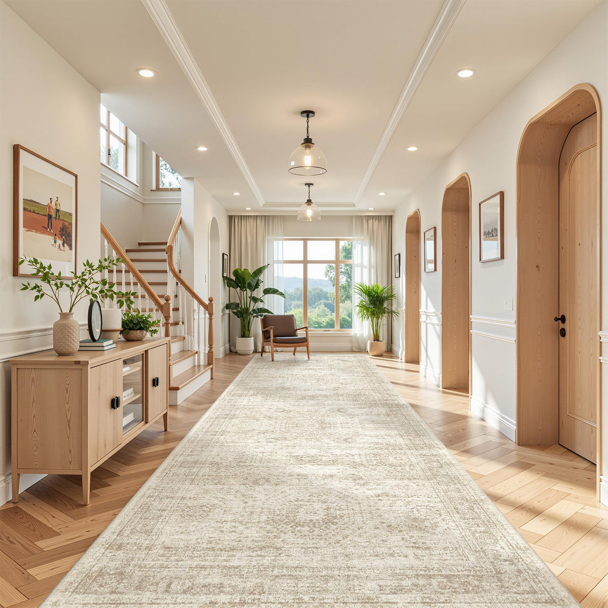 2x8 Runner Rug Non Slip,Washable Hallway Runner Rug,Beige