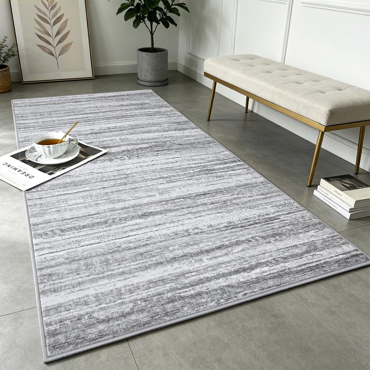 Chicrug 2x6 Blue Washable Runner Rug for Hallway Kitchen Entryway Non Slip