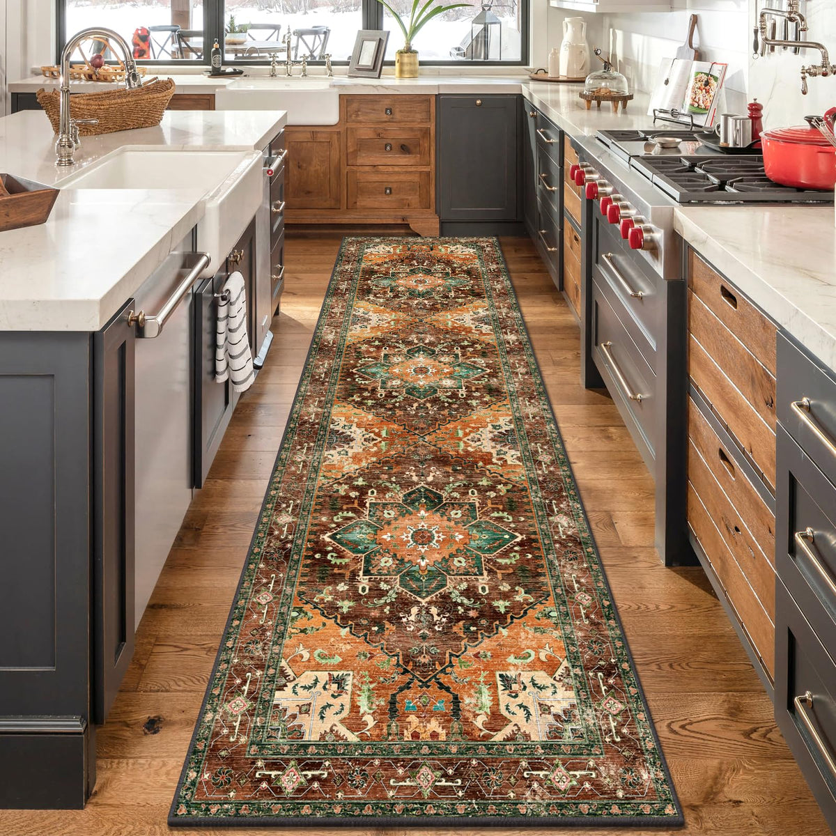 Yamaziot Washable Runner Rug, 2x8 Non-Slip Boho Vintage Hallway Kitchen Rug