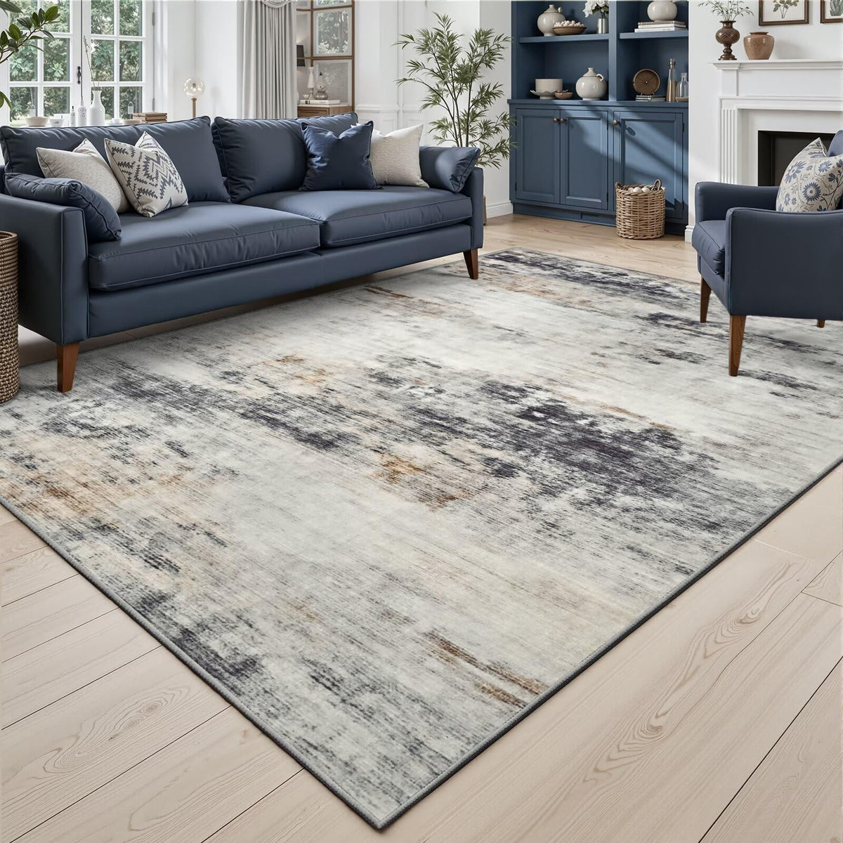 Toneed Washable 2x6 Non-Slip Runner Rug for Hallway Kitchen, Grey