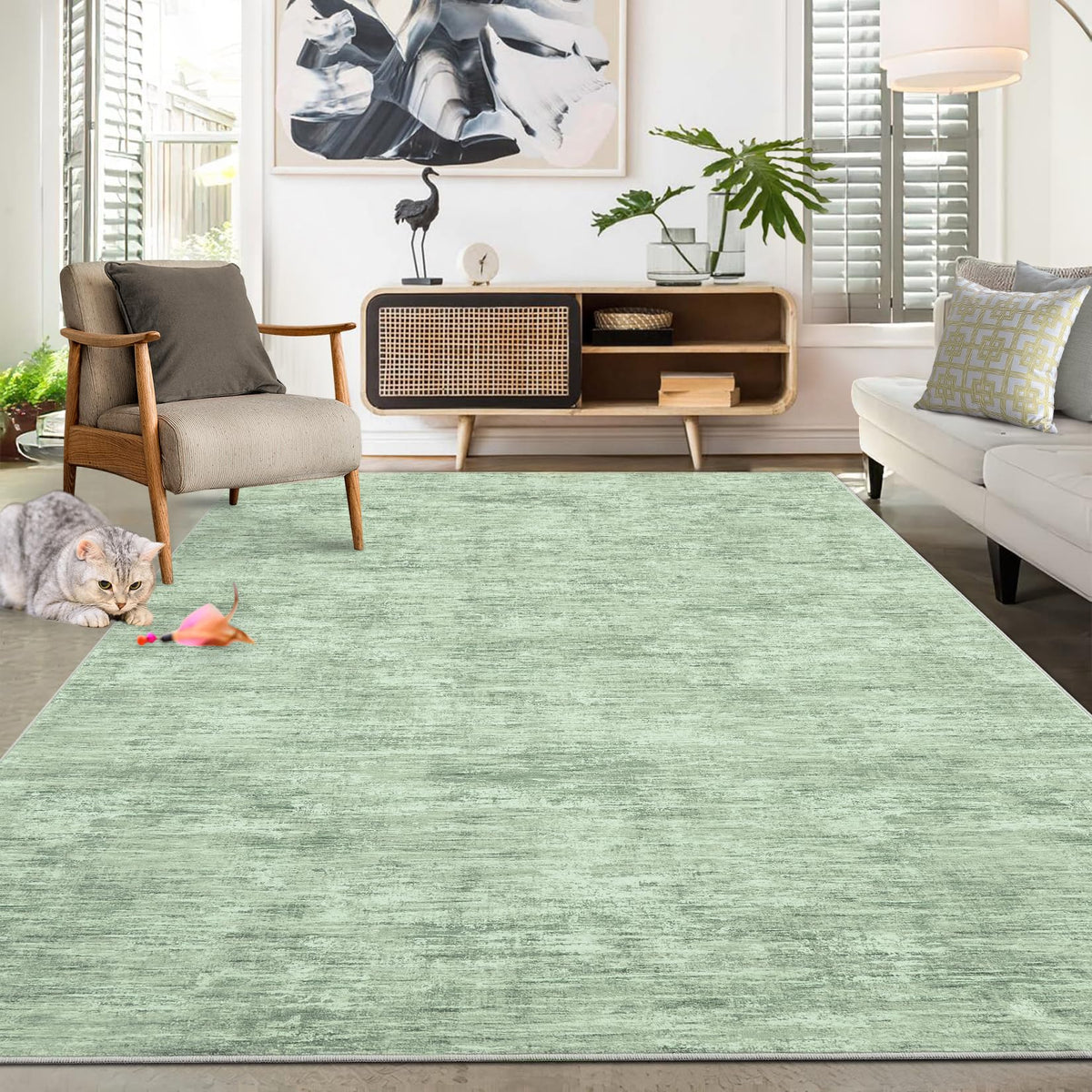 RUGSREAL Small Area Rug 2x3 Entryway Mat with Rubber Backing Stain Resistant Throw Carpet Modern Solid Color Bath Mat Contempowary Washable Rug for Living Room Bedroom Dining Room Kitchen, Beige 2x3