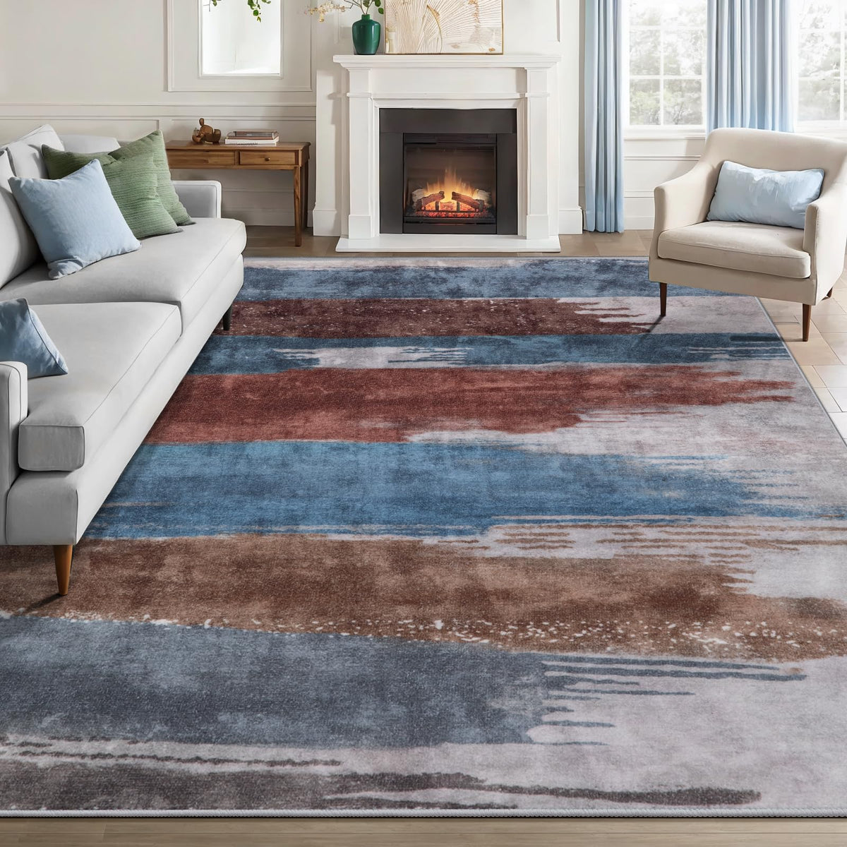 Ciicool Washable Area Rug 2x3 Entryway Rug, Modern Abstract Entry Mat Navy