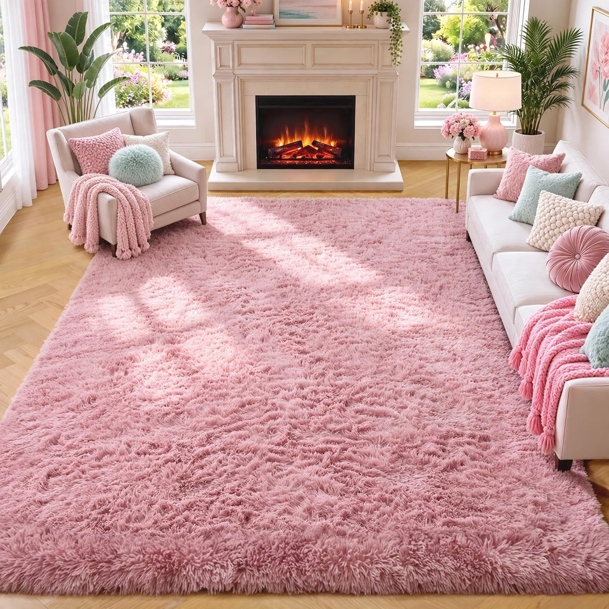 White Runner Rugs for Bedroom Living Room, Fluffy 2x6 Bedside Soft Area Rug