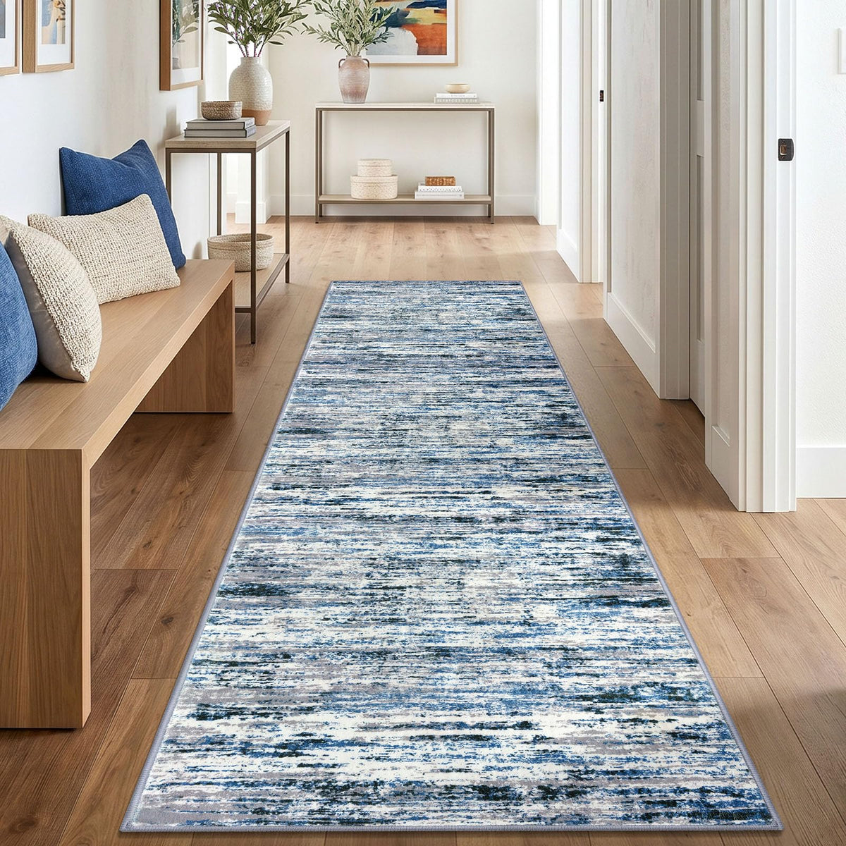 Lansny Abstract Washable 2x6 Runner Rug Non Slip Runners for Hallway