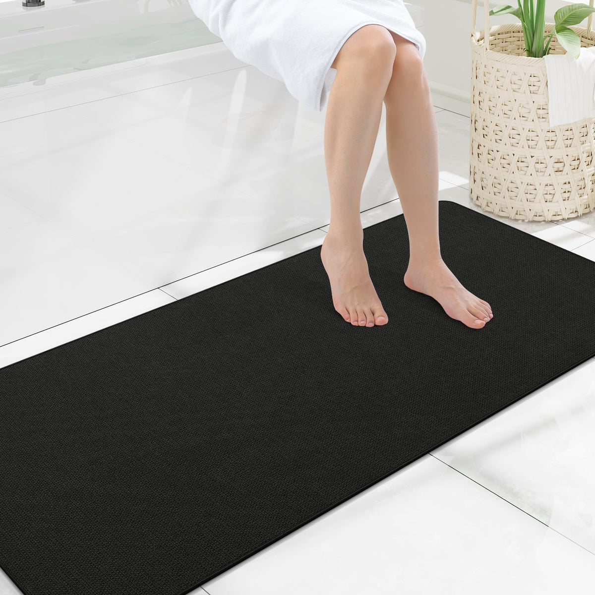 Smiry Ultra Thin Bath Mat 30X20, Non Slip Rubber Washable Bathroom Rugs