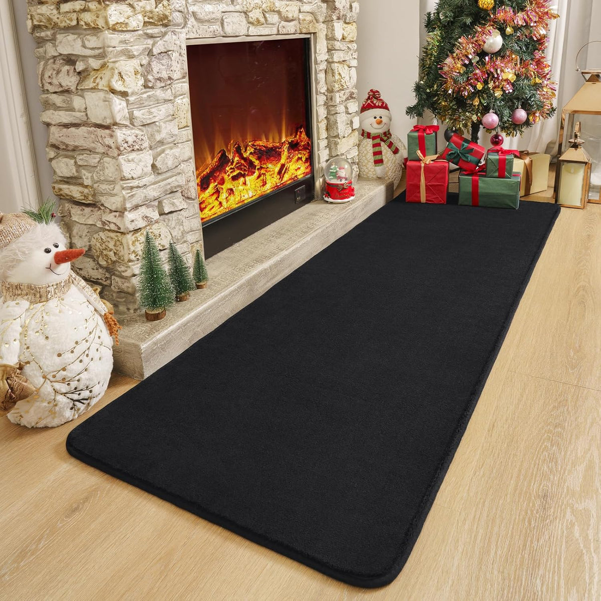 Amearea Modern Soft Hallway Runner Rug, 2x6 Feet Black Washable Runner Rugs