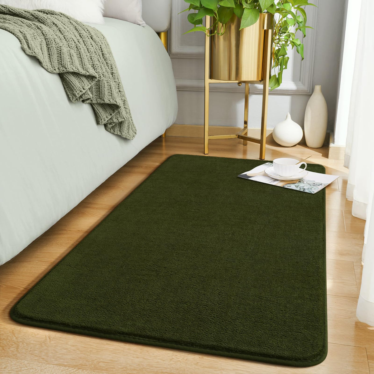 Amearea Modern Soft Hallway Runner Rug, 2x6 Feet Black Washable Runner Rugs