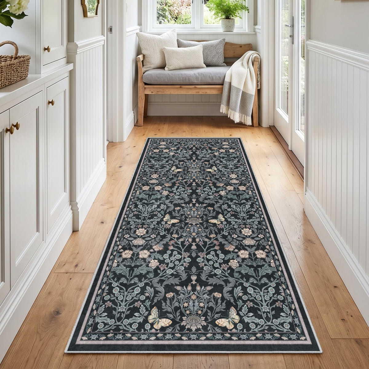 2x3 Washable Entryway Area Rug - Non-Slip Boho Throw Rugs Beige Gray