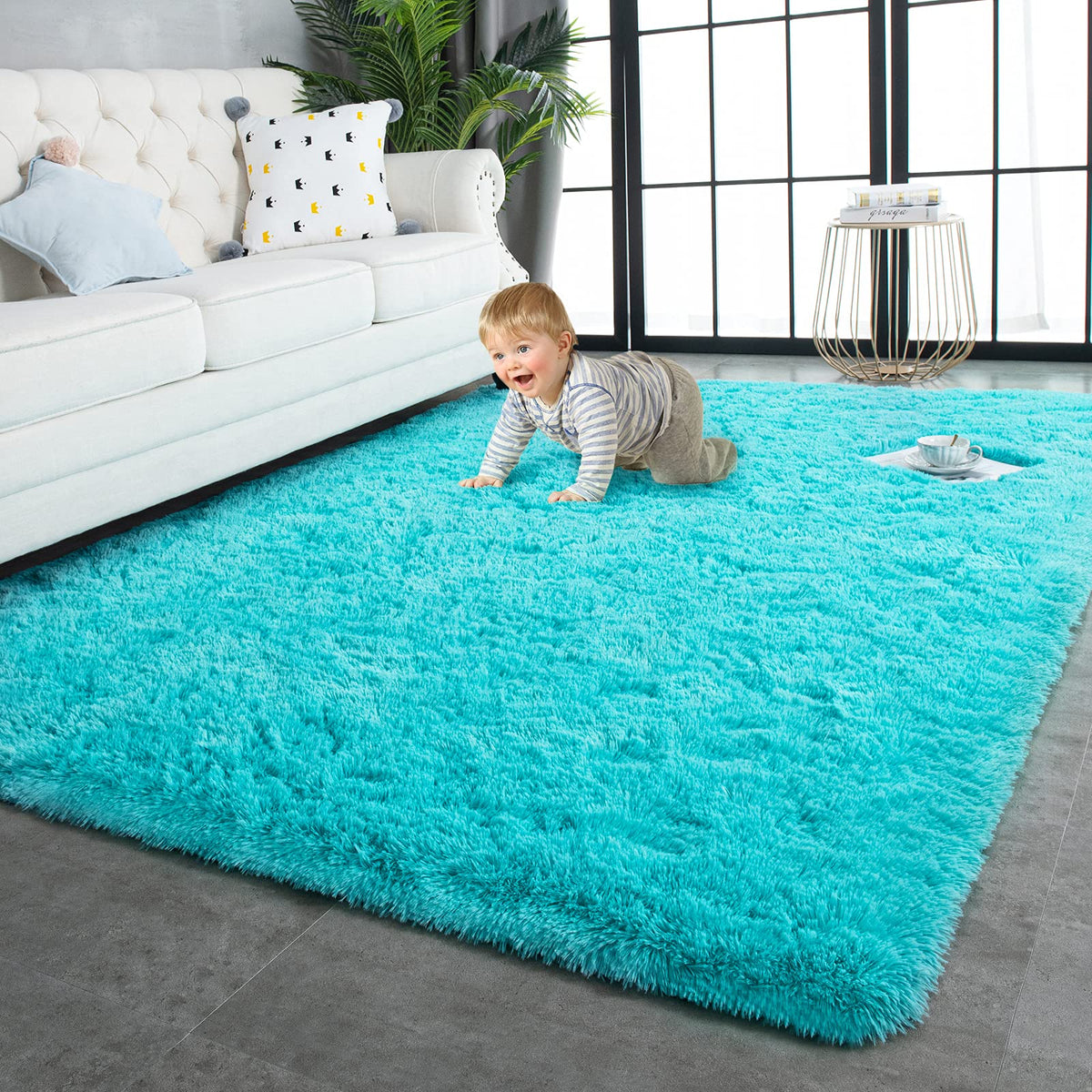 TWINNIS Super Soft Shaggy Runner Rugs Fluffy Carpets, 2x6 Feet, Indoor Modern Plush Area Rugs for Hallway Living Room Bedroom Kitchen Entryway, Upgrade Anti-Skid Rectangular Fuzzy Rug, Black