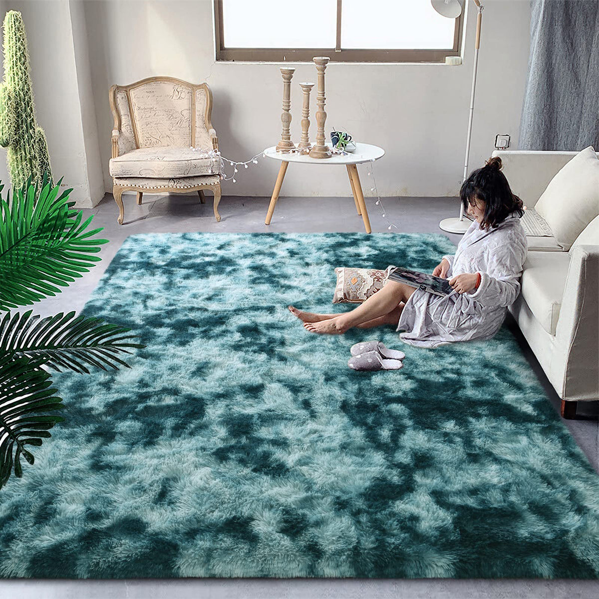 DweIke Fluffy Sage Green Runner Rugs for Bedroom, 2x6 Feet Soft Plush Long Runners for Girls Boys Kids, Non-Slip and Machine Washable Bedside Rug, Small Throw Carpet for Hallway Rooms Decor