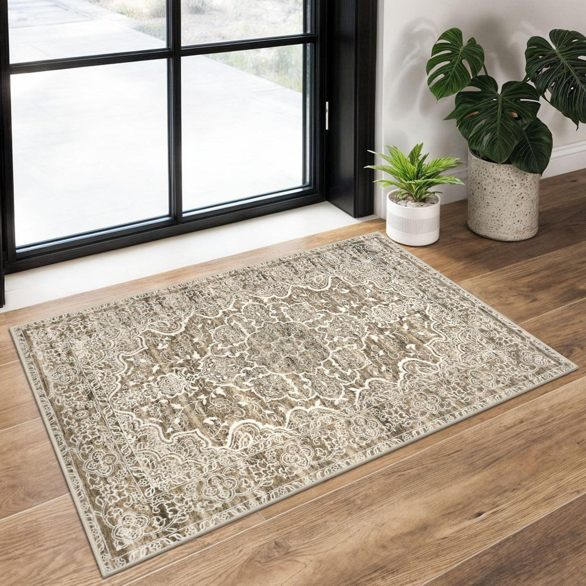 KUTA Entryway Rugs Indoor Washable Small Area Rug 2x3 Blue Entrance Carpet
