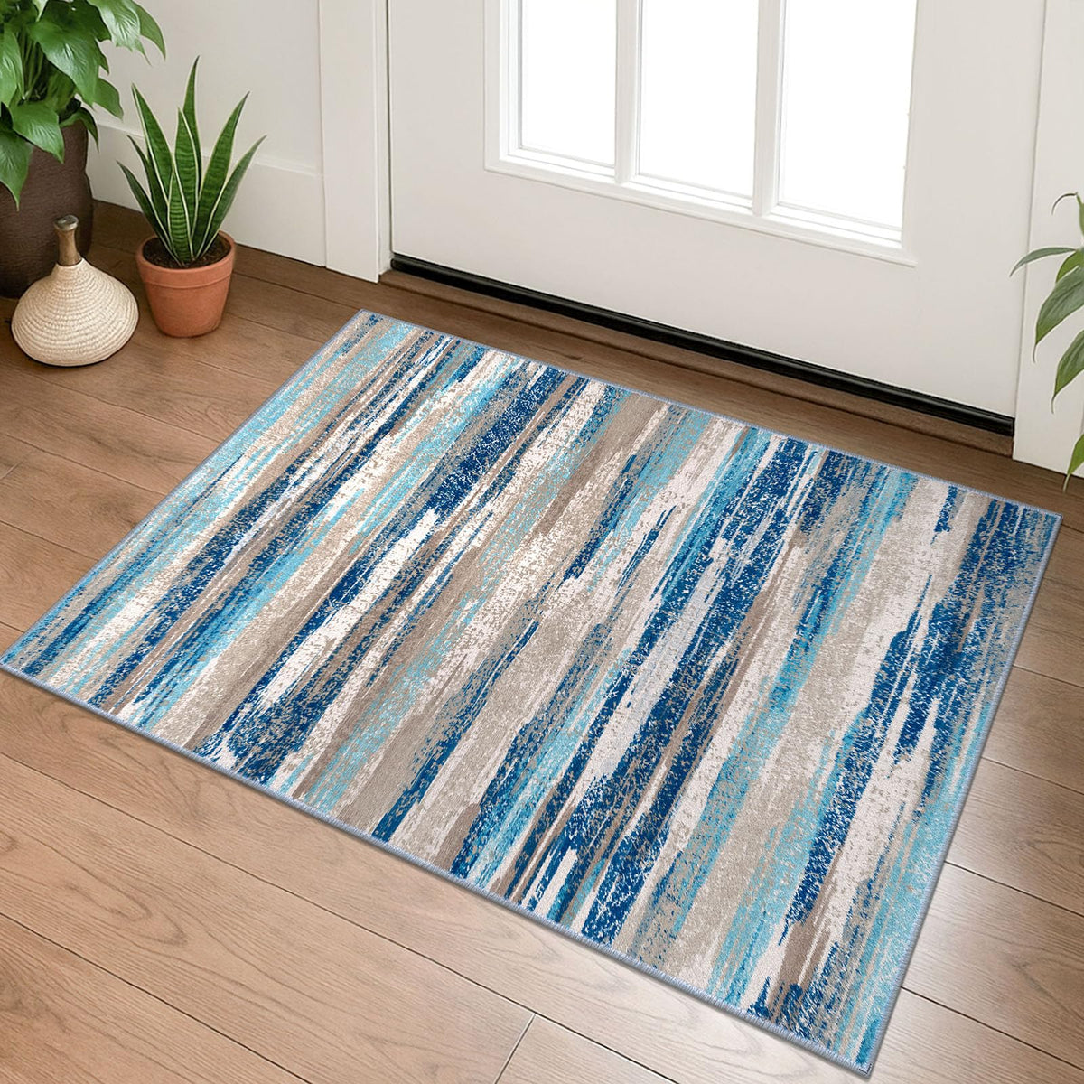 Lansny Abstract Washable 2x6 Runner Rug Non Slip Runners for Hallway