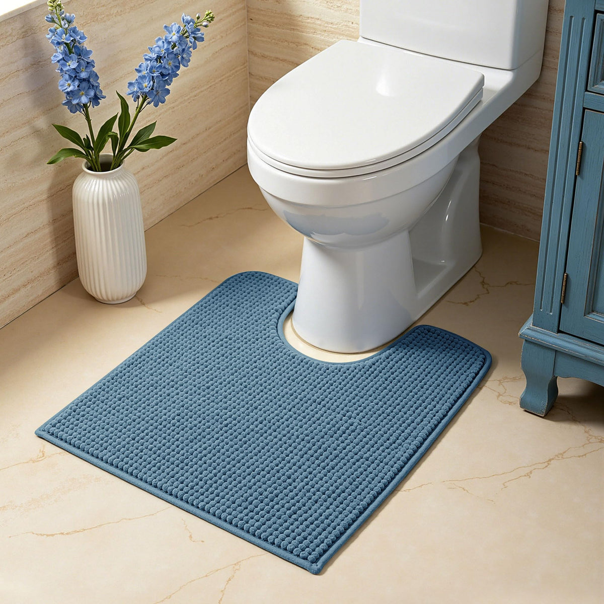 SUBRTEX Bathroom Rugs Chenille Bath Rug Soft Short Plush Bath Mat Soft Shower Mat Water Absorbent Shower Mat Quick Dry Machine Washable(White,18" x 24")