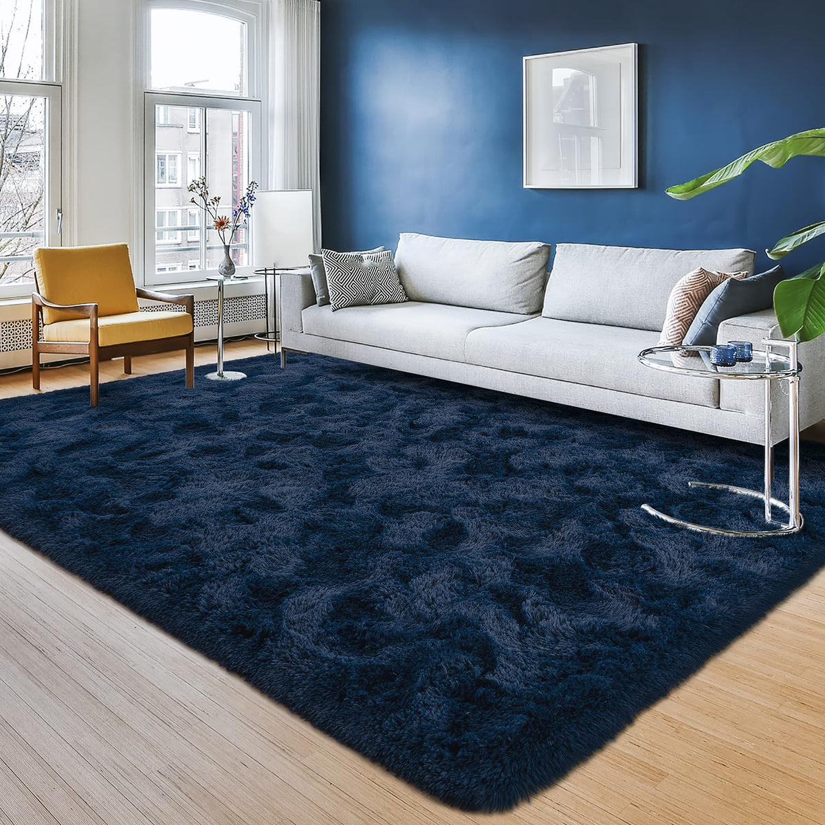 Przemy Fluffy Runner Rug for Bedroom Living Room, 2x6 Feet Dark Purple Shag Area Rugs, Soft Fuzzy Carpet for Bedside Nursery Kids Room College Dorm, Plush Throw Rug for Home Decor