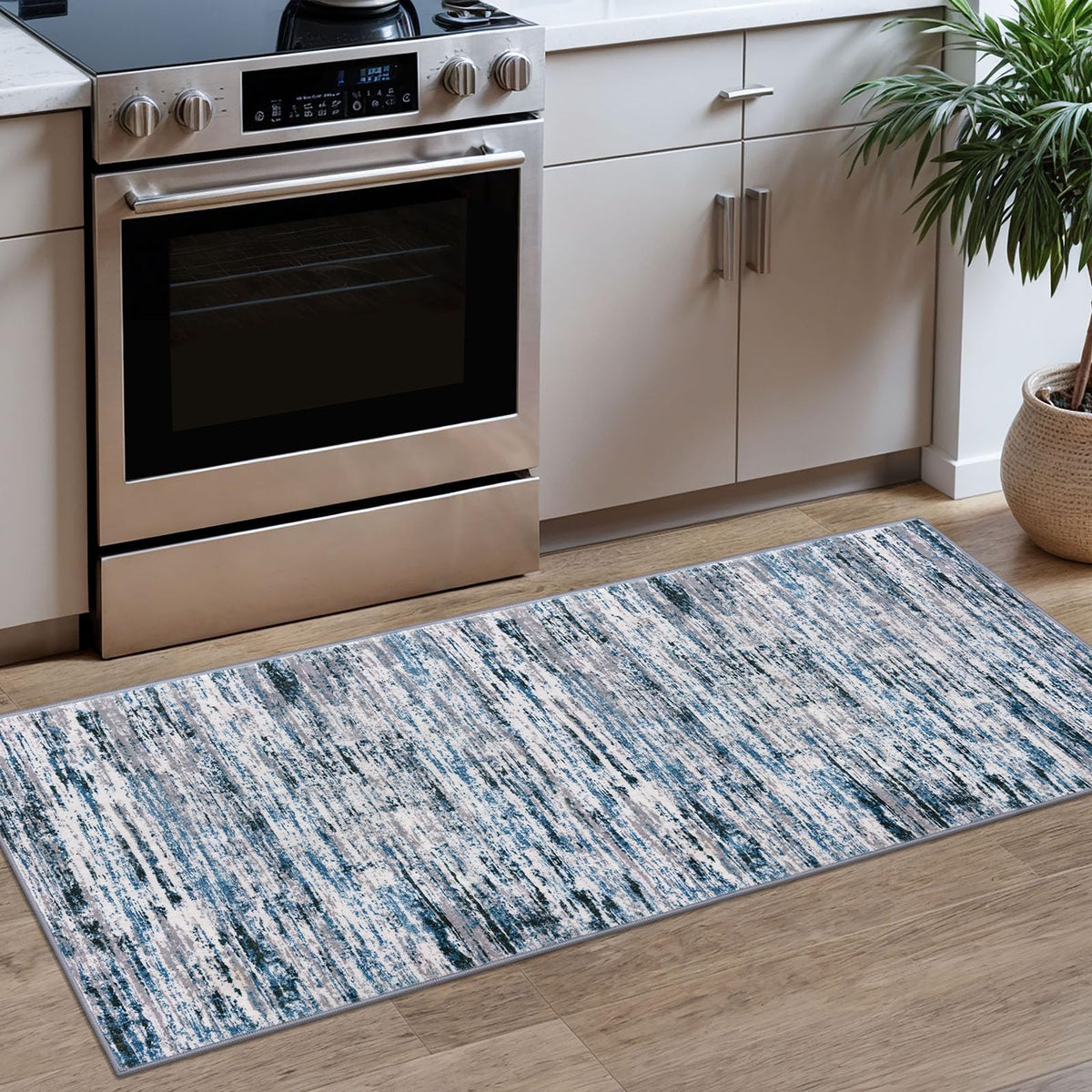 Lansny Abstract Washable 2x6 Runner Rug Non Slip Runners for Hallway