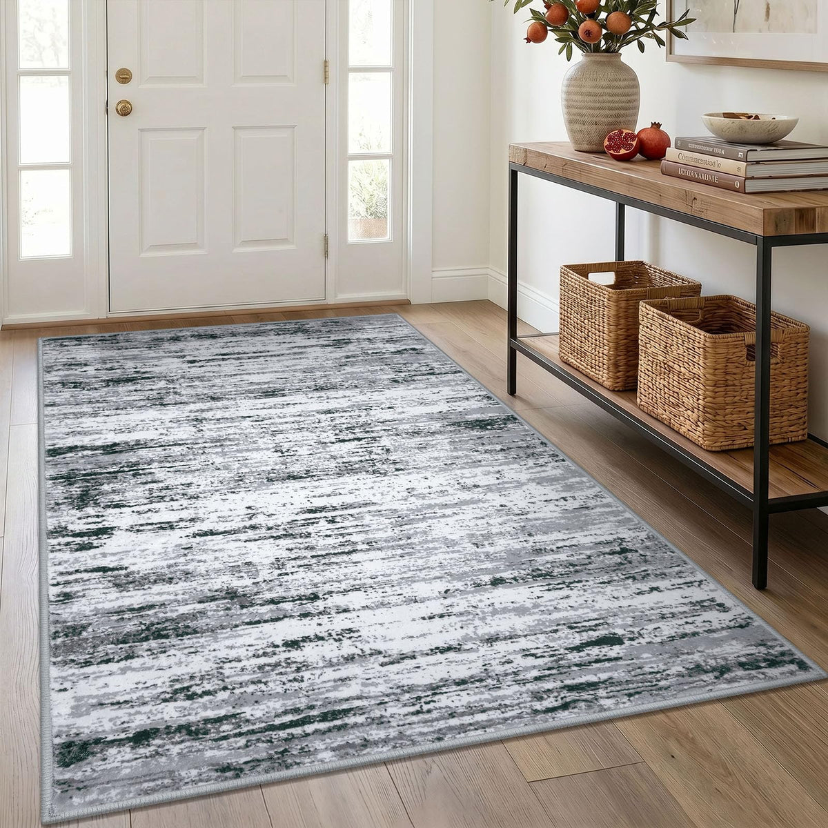 Lansny Abstract Washable 2x6 Runner Rug Non Slip Runners for Hallway